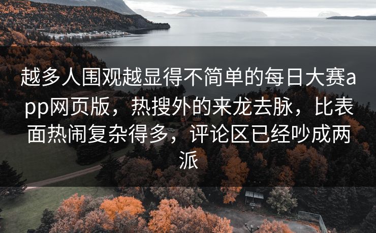 越多人围观越显得不简单的每日大赛app网页版，热搜外的来龙去脉，比表面热闹复杂得多，评论区已经吵成两派
