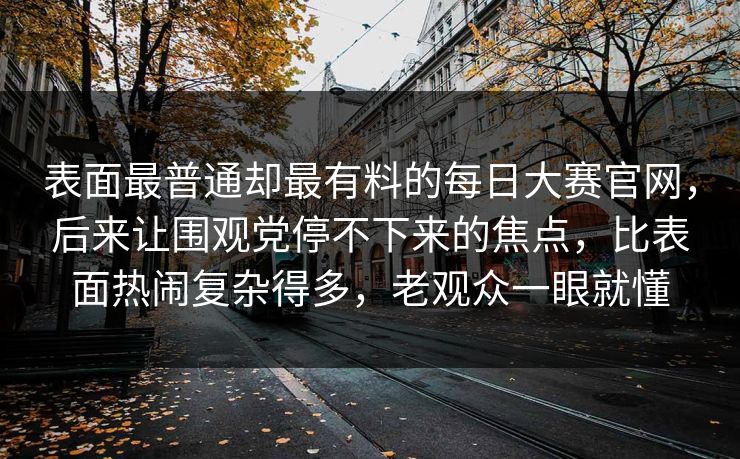 表面最普通却最有料的每日大赛官网，后来让围观党停不下来的焦点，比表面热闹复杂得多，老观众一眼就懂