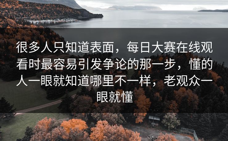 很多人只知道表面，每日大赛在线观看时最容易引发争论的那一步，懂的人一眼就知道哪里不一样，老观众一眼就懂
